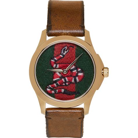 gucci snake watch leather|Gucci watch snake face.